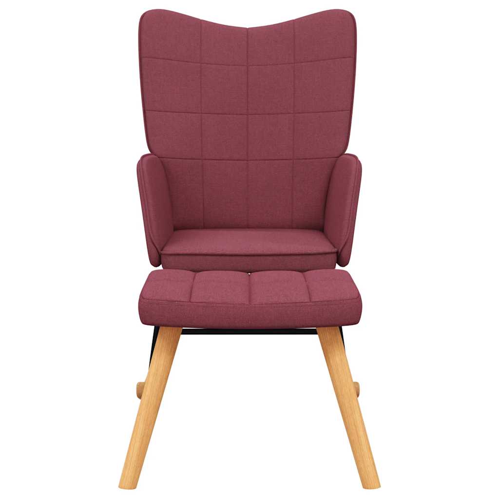 Chaise à bascule avec tabouret Rouge bordeaux Tissu