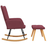 Chaise à bascule avec tabouret Rouge bordeaux Tissu