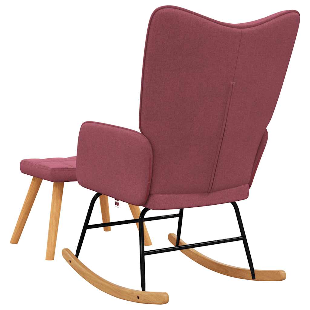 Chaise à bascule avec tabouret Rouge bordeaux Tissu