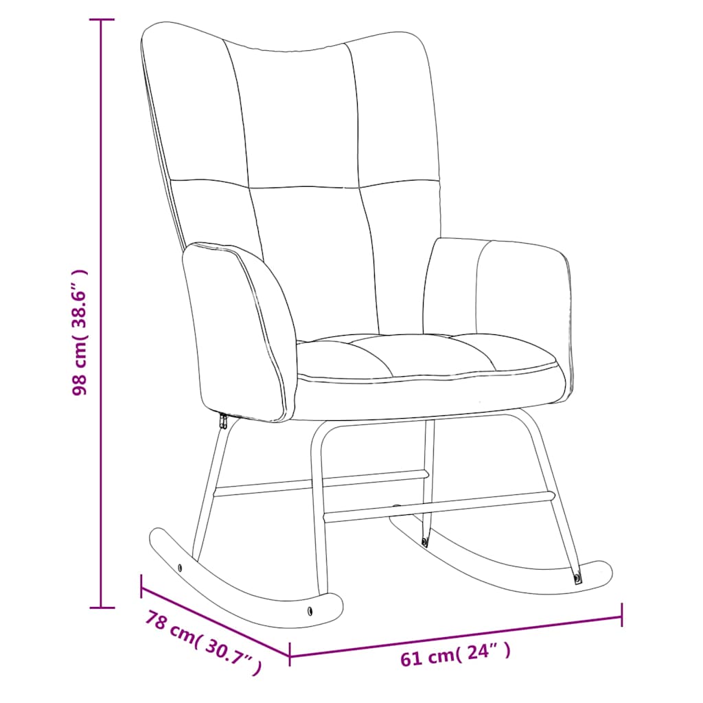 Chaise à bascule Gris clair Velours