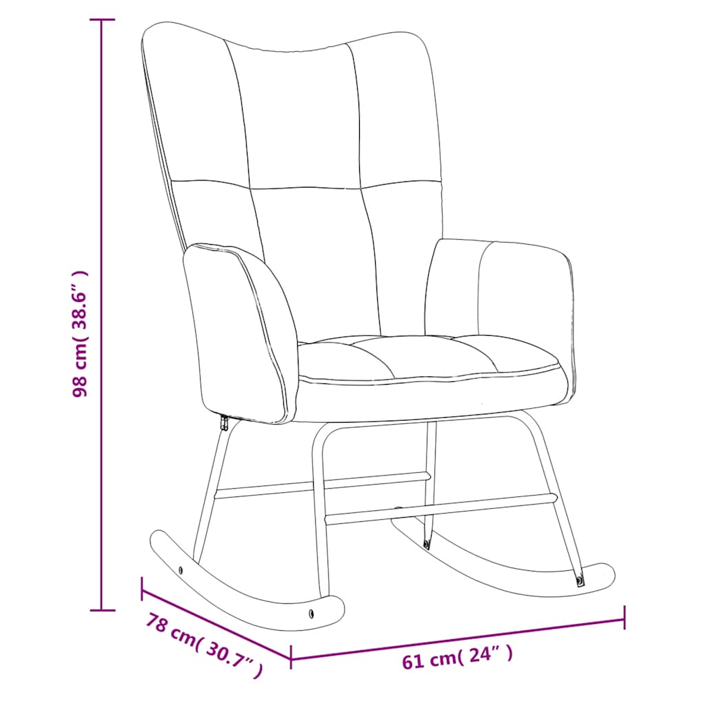 Chaise à bascule Gris foncé Velours