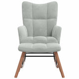 Rocking chair with footrest Light grey Velvet