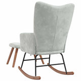 Rocking chair with footrest Light grey Velvet