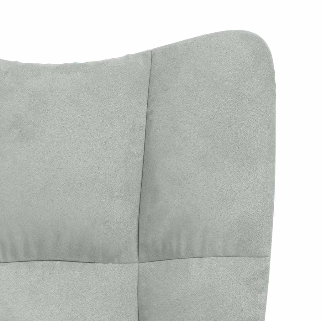 Chaise à bascule avec repose-pied Gris clair Velours