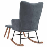 Rocking chair with footrest Dark grey Velvet