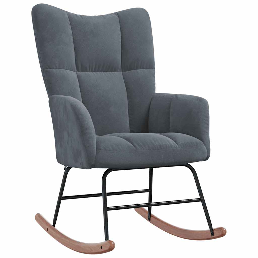 Rocking chair with footrest Dark grey Velvet