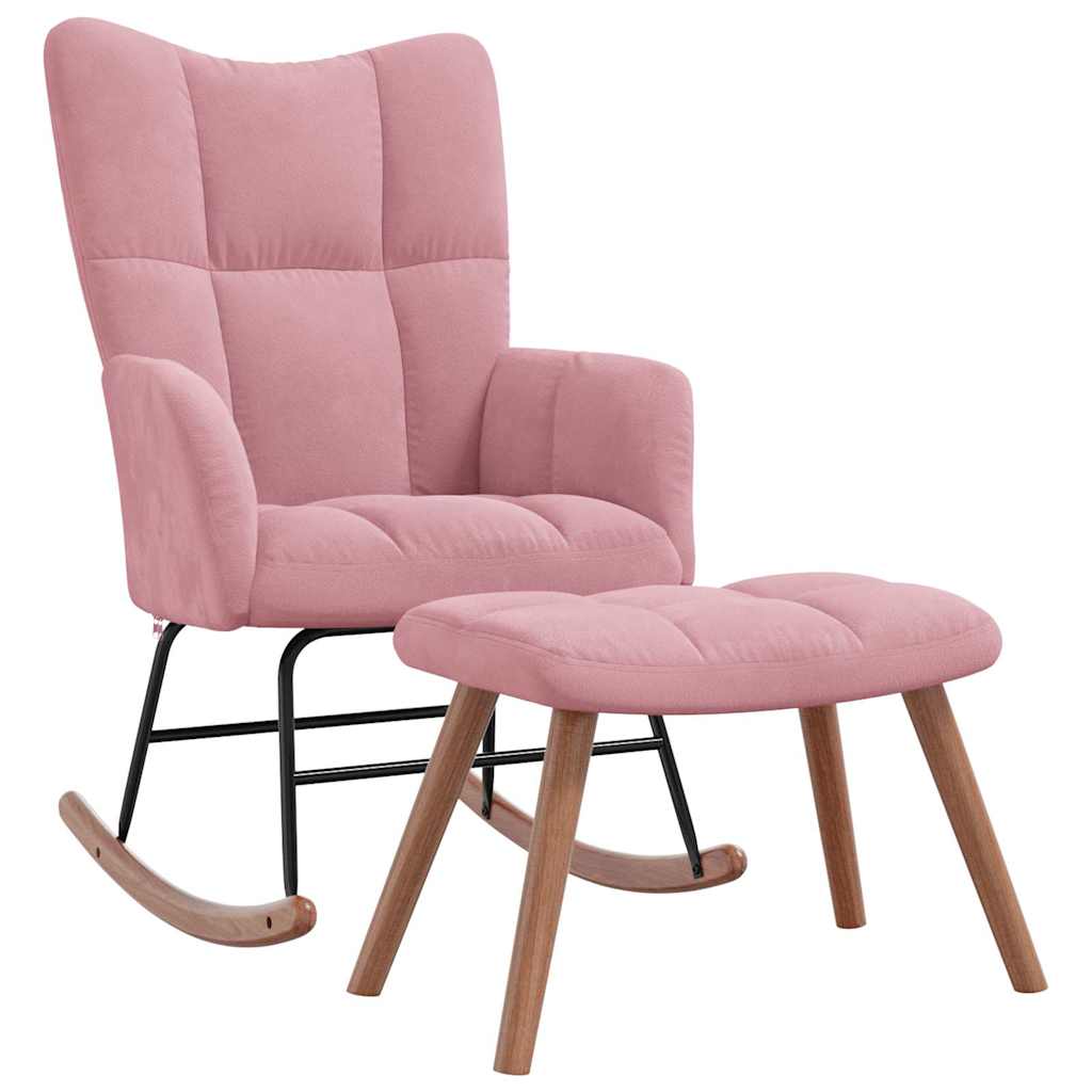 Chaise à bascule avec repose-pied Rose Velours