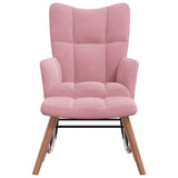 Chaise à bascule avec repose-pied Rose Velours