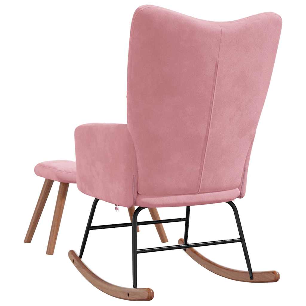 Chaise à bascule avec repose-pied Rose Velours