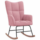 Chaise à bascule avec repose-pied Rose Velours