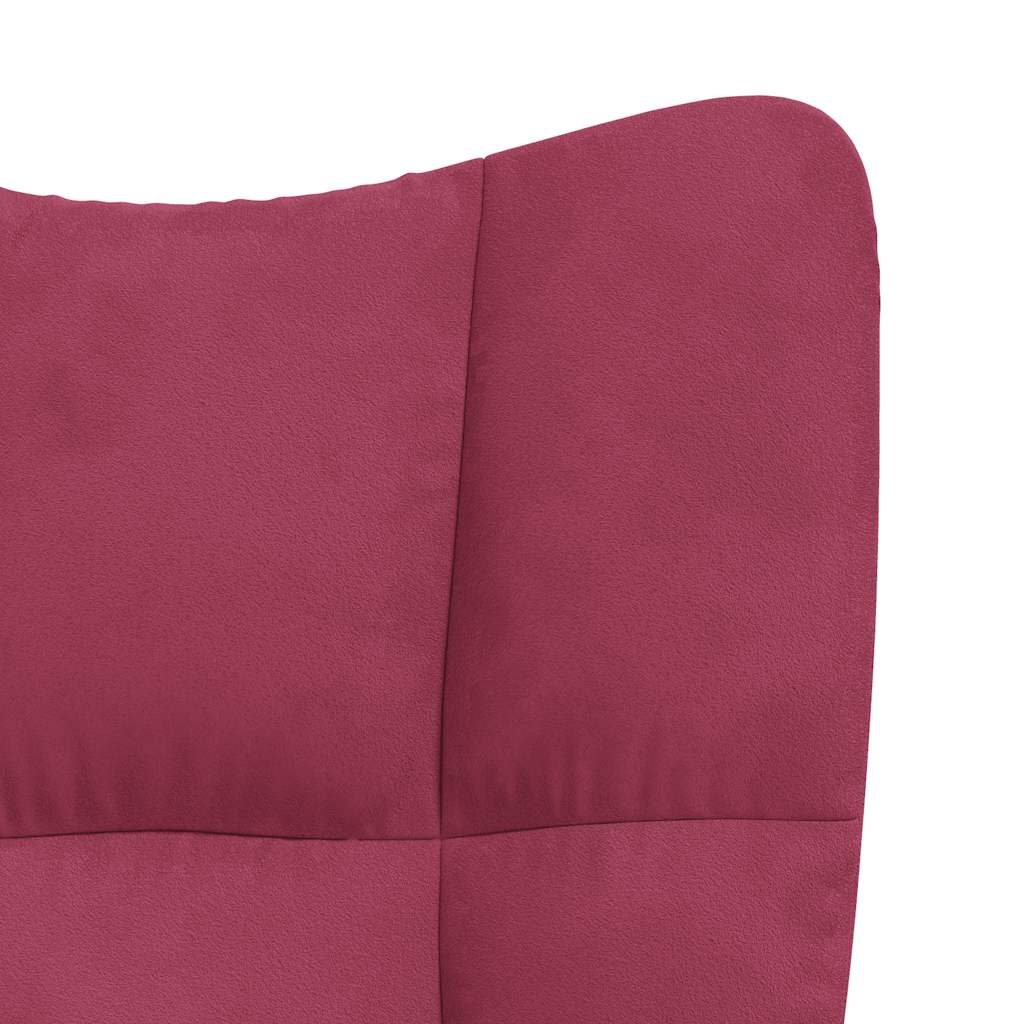 Chaise à bascule avec repose-pied Rouge bordeaux Velours