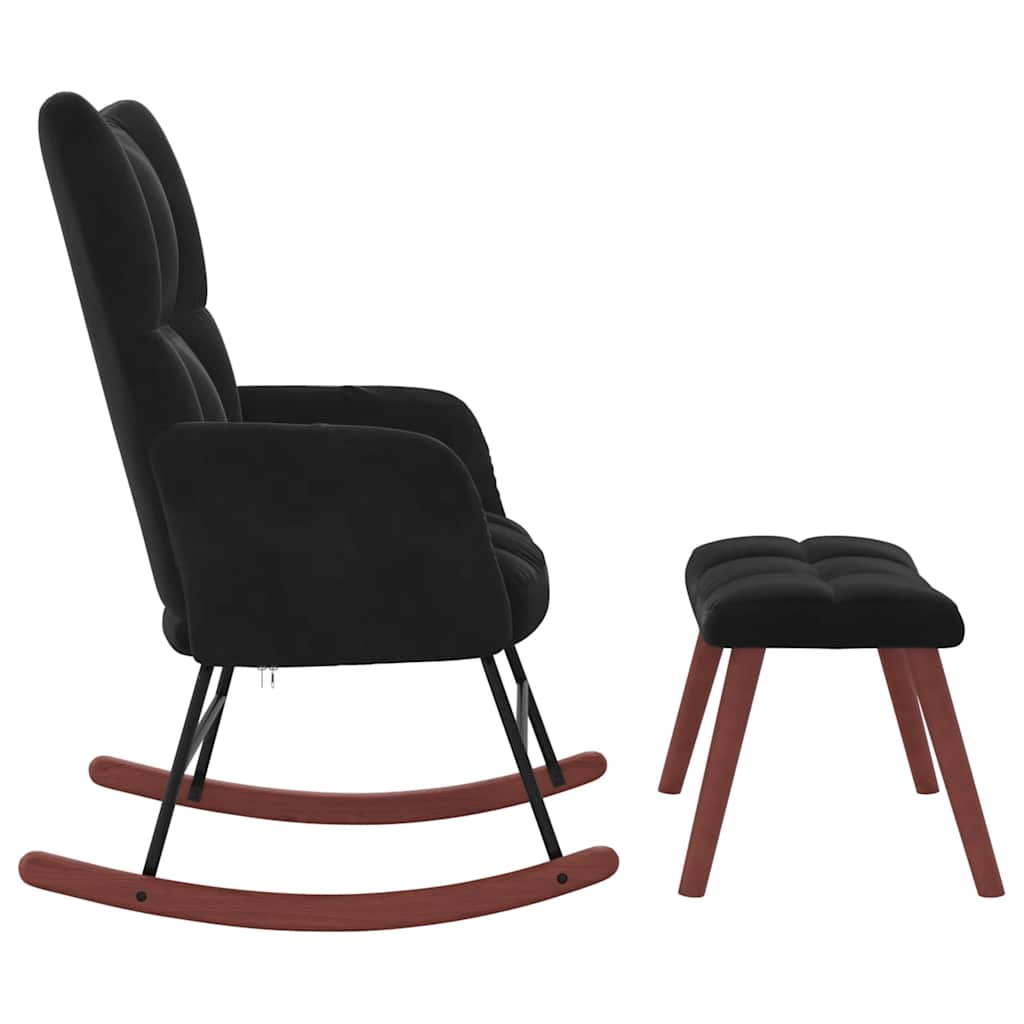 Rocking chair with footrest Black Velvet