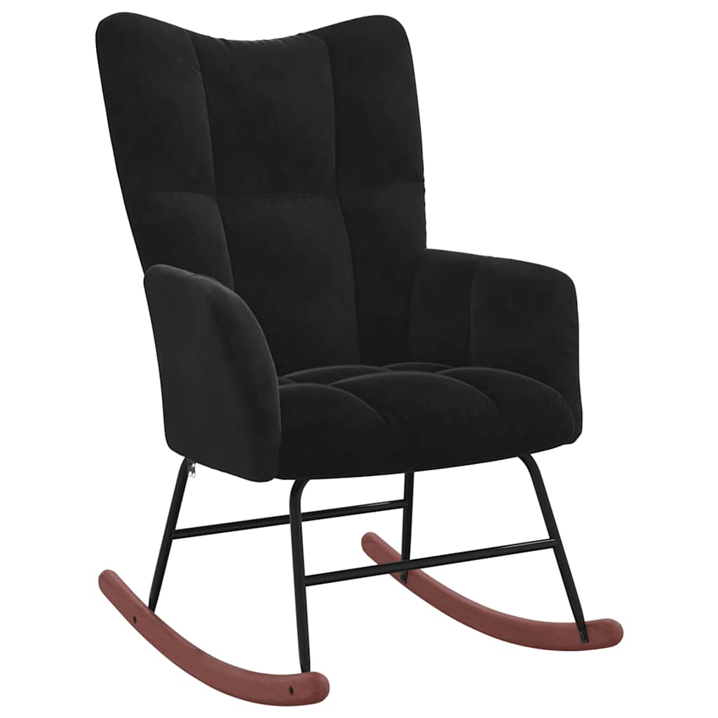 Rocking chair with footrest Black Velvet