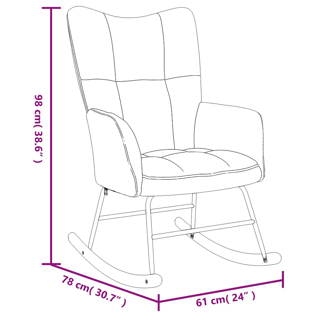 Rocking chair with footrest Black Velvet