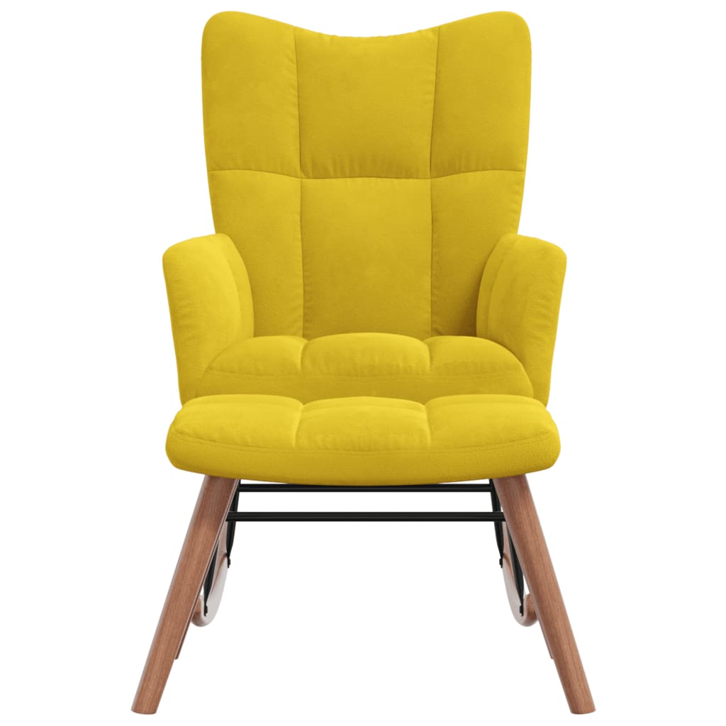 Chaise à bascule avec repose-pied Jaune moutarde Velours