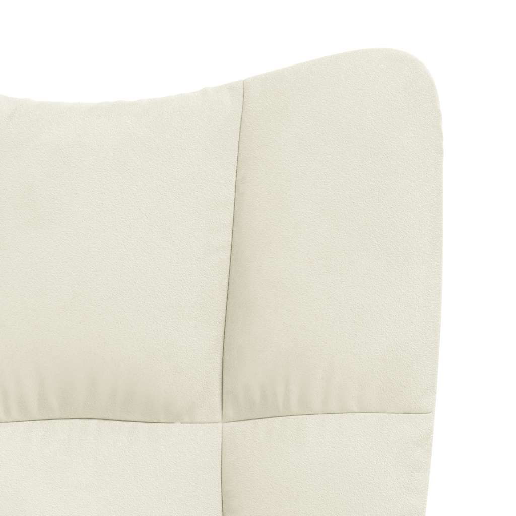 Chaise à bascule avec repose-pied Blanc crème Velours