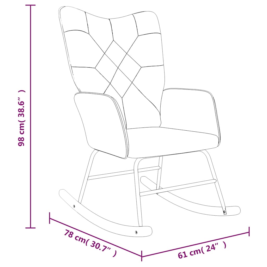 Chaise à bascule avec tabouret Patchwork Tissu