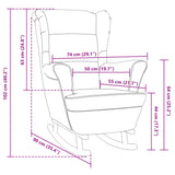 Fauteuil à bascule et pieds en bois d'hévéa Gris clair Velours