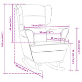 Fauteuil à bascule et pieds en bois d'hévéa Gris foncé Velours