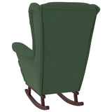 Fauteuil à bascule et pieds en bois d'hévéa Vert foncé Velours