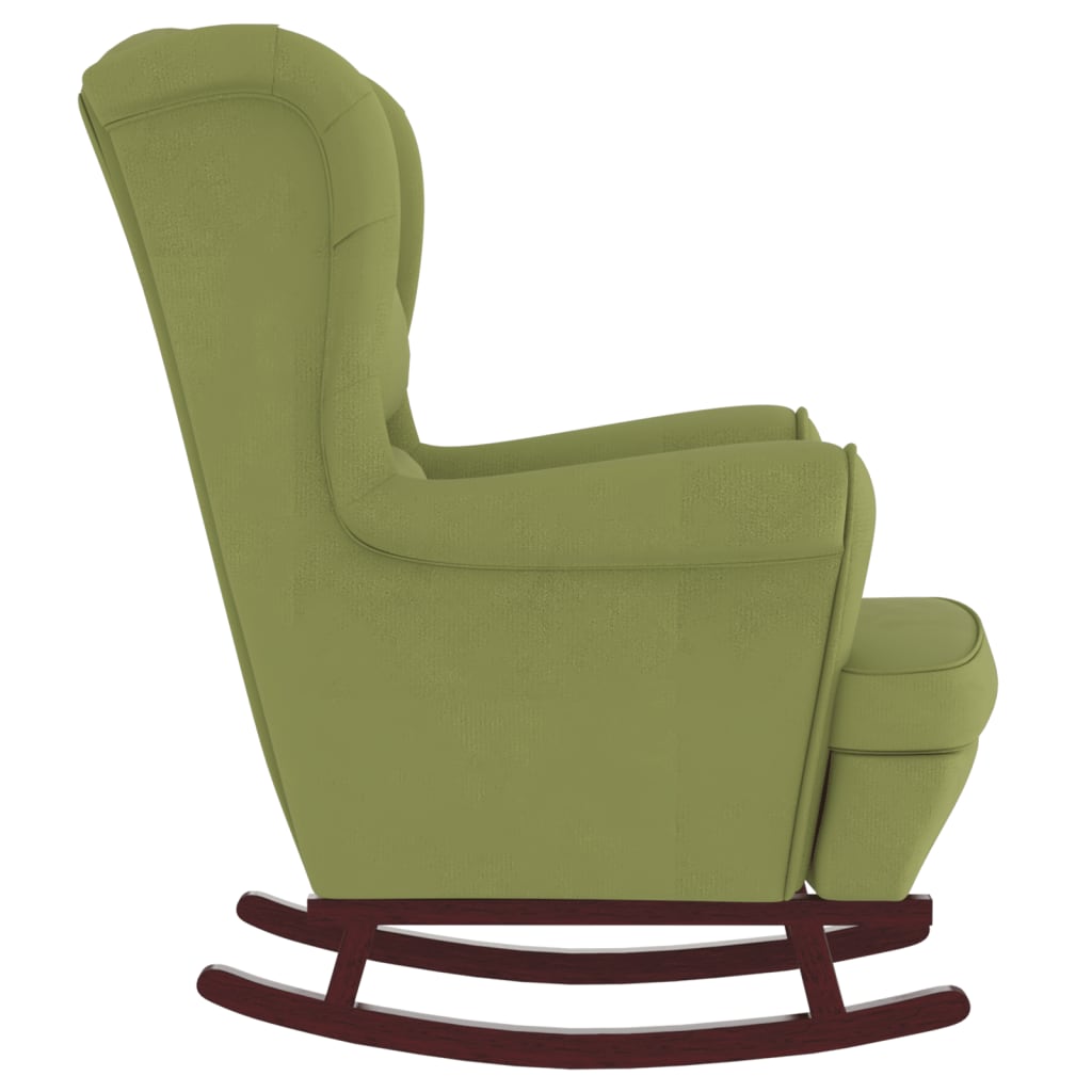 Fauteuil à bascule et pieds en bois d'hévéa Vert clair Velours