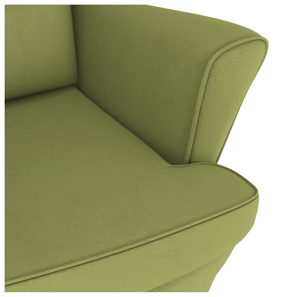 Fauteuil à bascule et pieds en bois d'hévéa Vert clair Velours