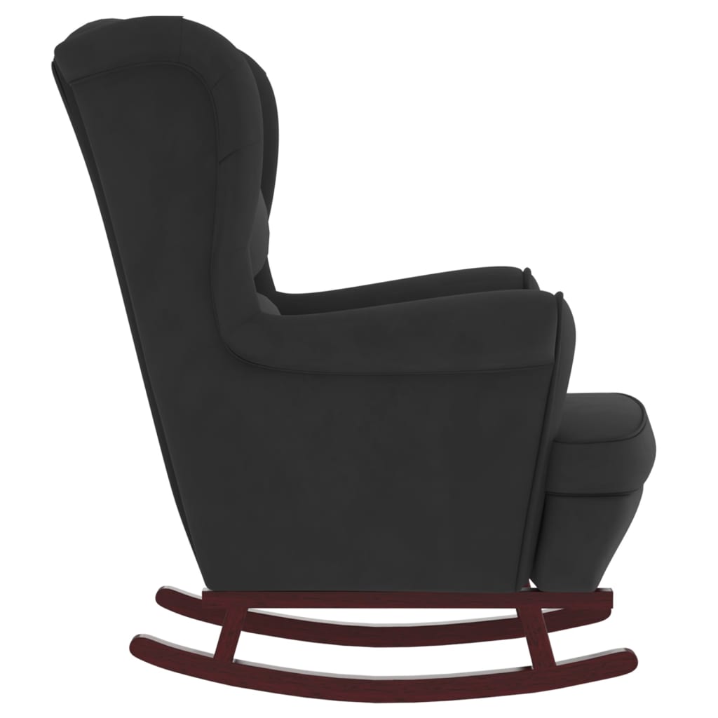 Rocking chair and legs in solid rubberwood Black Velvet