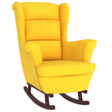 Fauteuil à bascule pieds en bois massif d'hévéa Jaune Velours