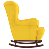 Fauteuil à bascule pieds en bois massif d'hévéa Jaune Velours