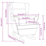 Fauteuil à bascule pieds en bois massif d'hévéa Crème Velours