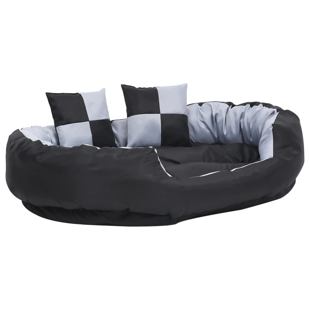 Coussin réversible lavable pour chien Gris et noir 110x80x23 cm