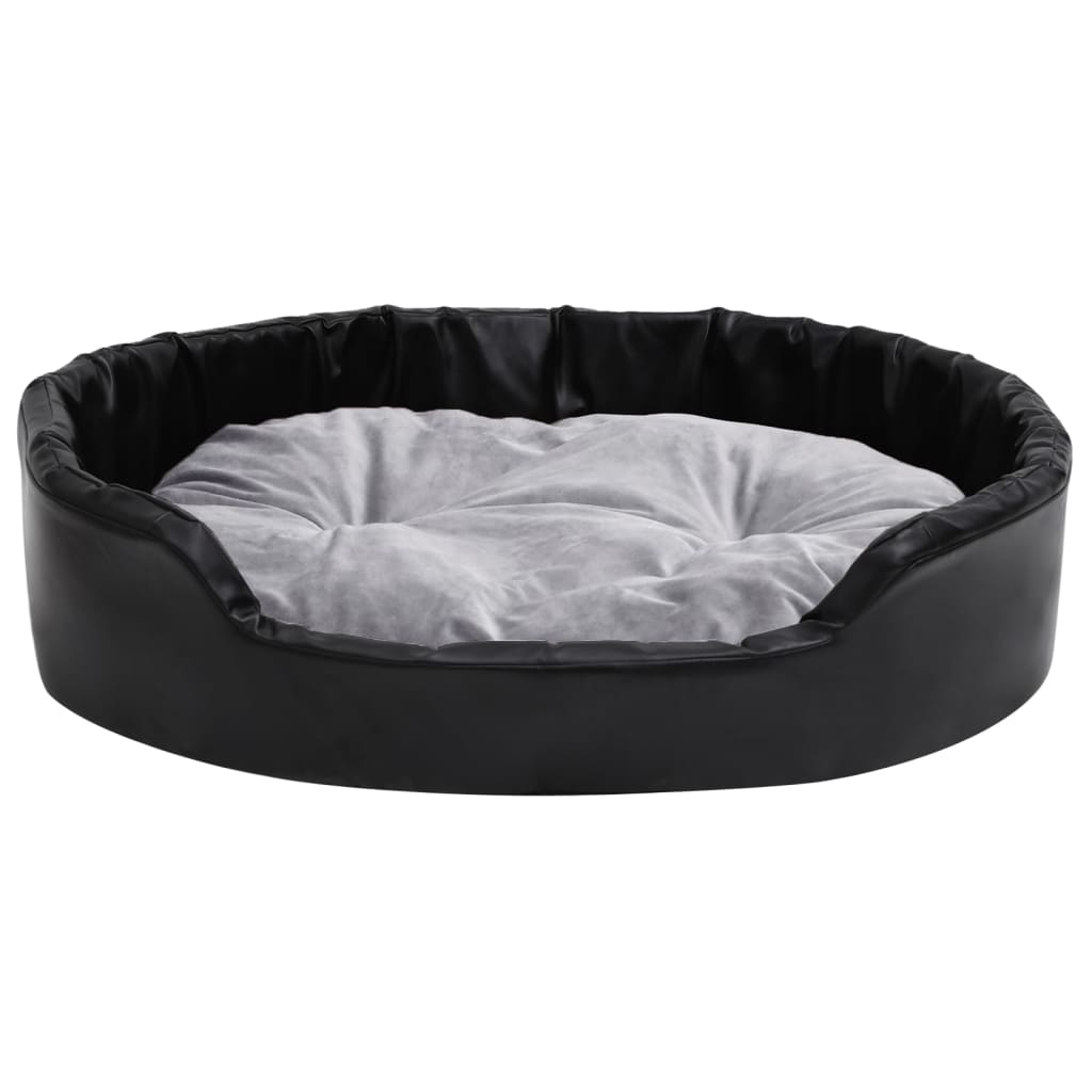 Hundebett Schwarz und Grau 90x79x20 cm Plüsch und Kunstleder