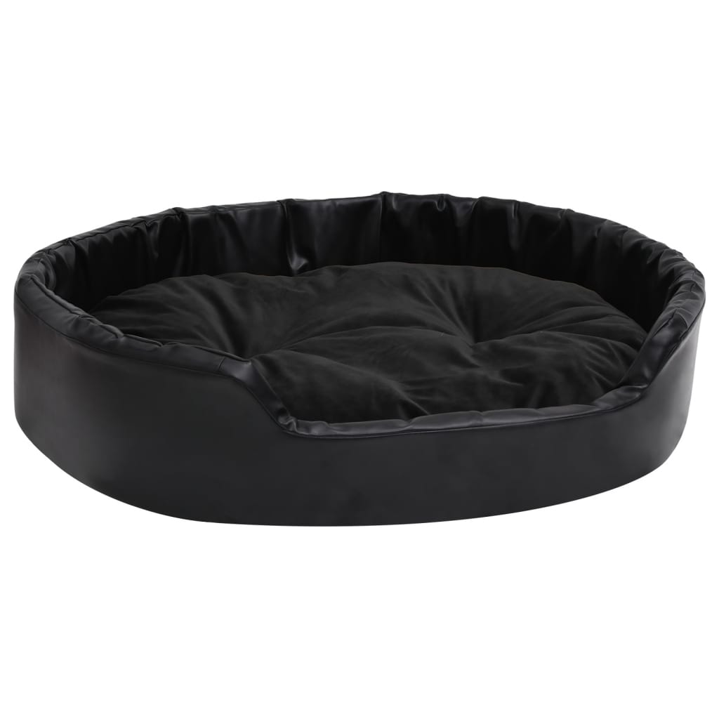 Lit pour chiens Noir 90x79x20 cm Peluche et similicuir