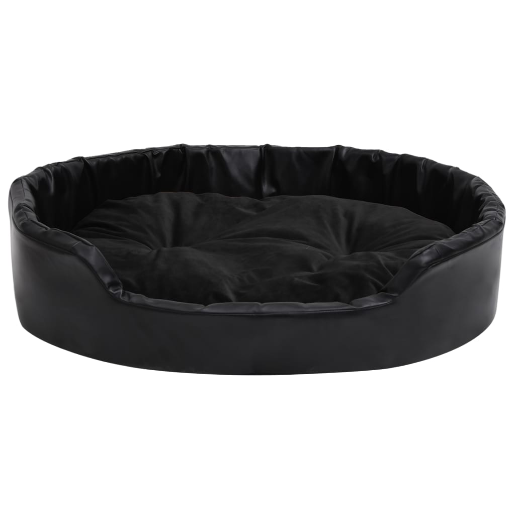 Lit pour chiens Noir 90x79x20 cm Peluche et similicuir