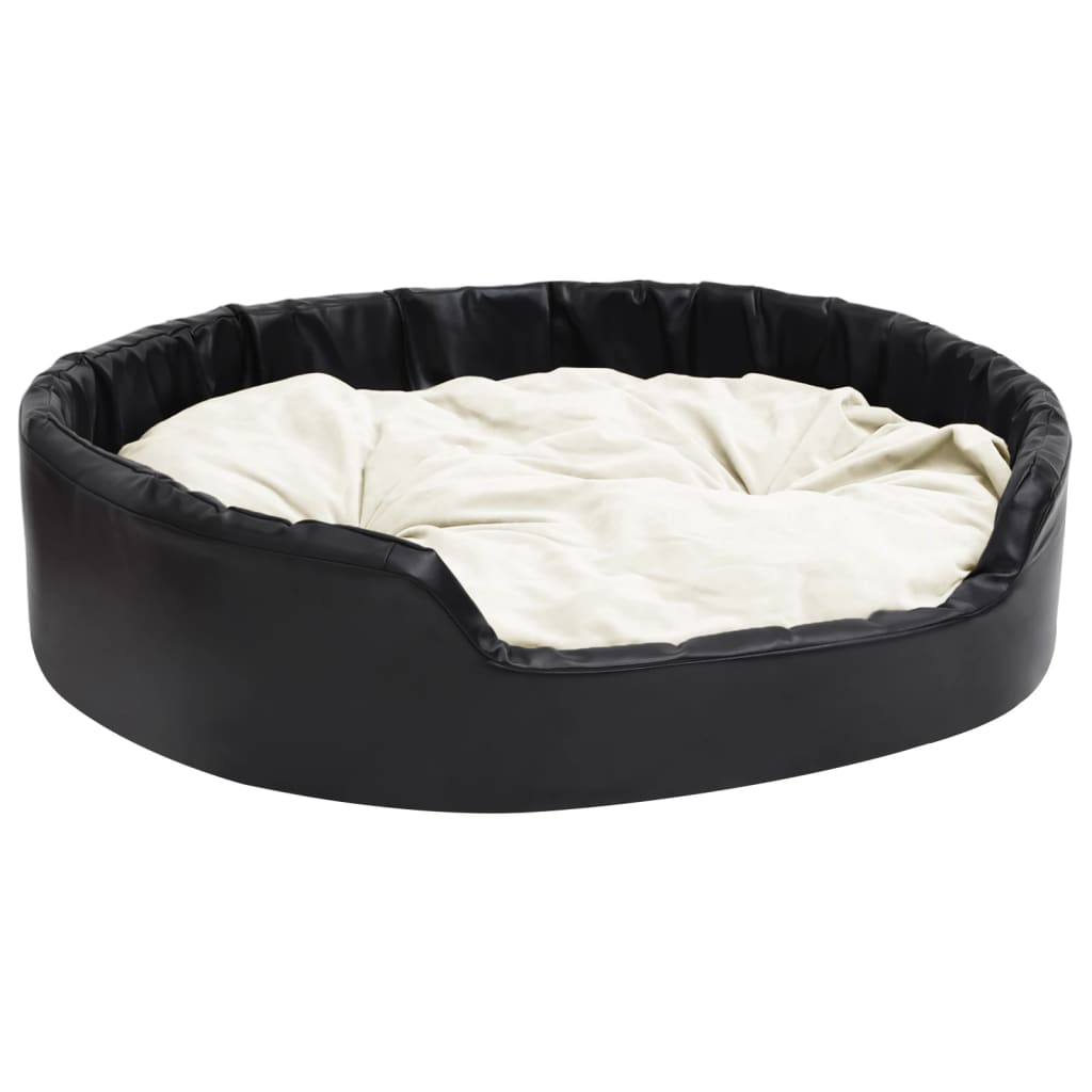 Lit pour chiens Noir et beige 99x89x21 cm Peluche et similicuir