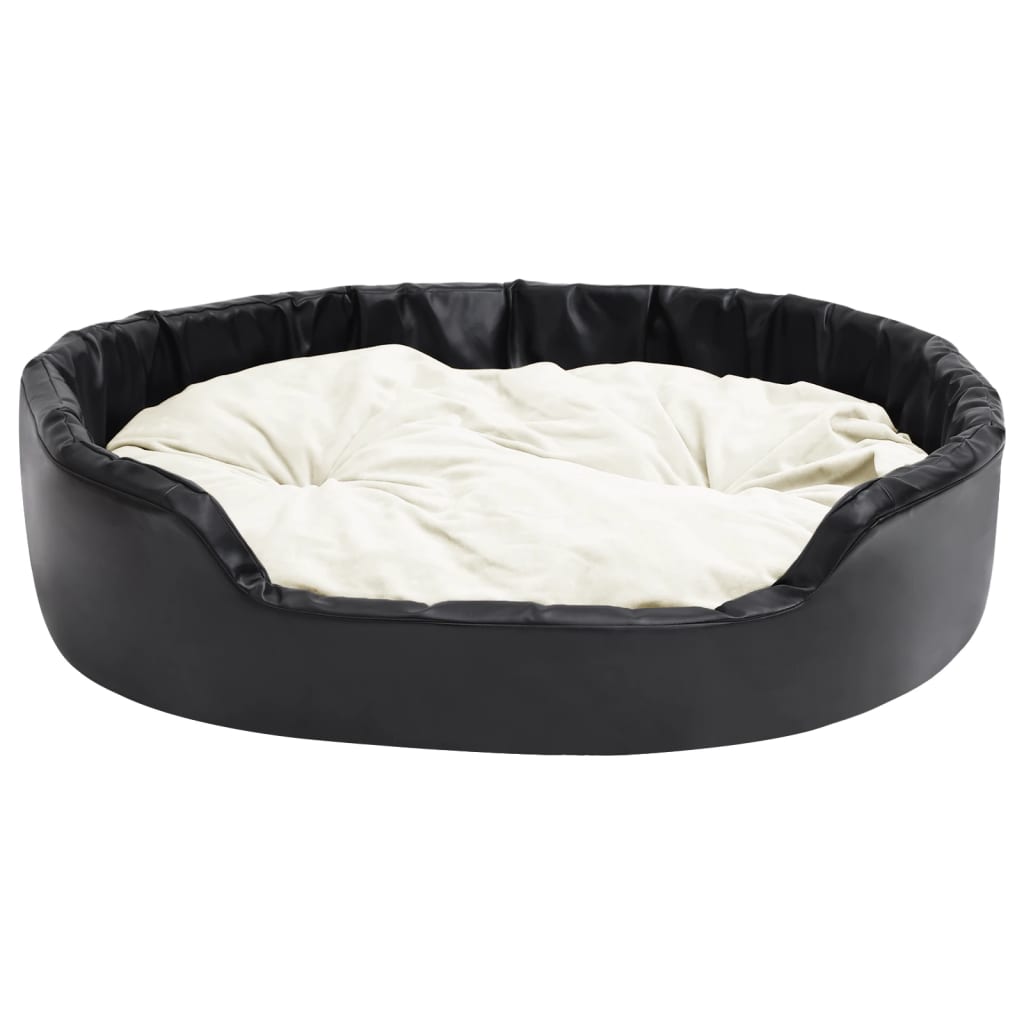 Lit pour chiens Noir et beige 99x89x21 cm Peluche et similicuir