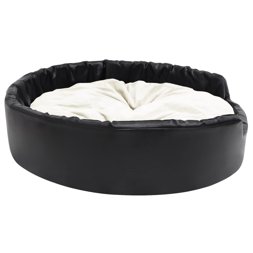 Lit pour chiens Noir et beige 99x89x21 cm Peluche et similicuir