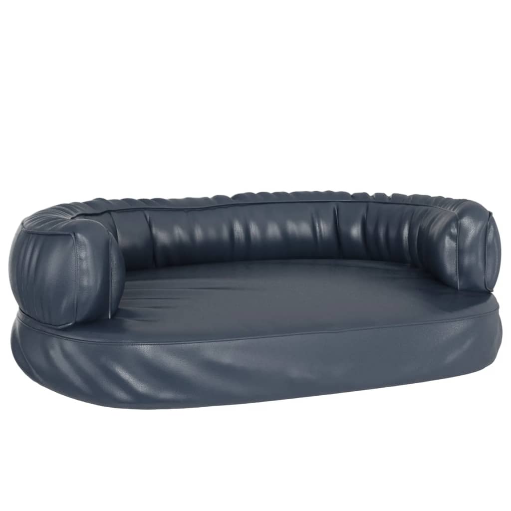 Ergonomic Dog Bed Dark Blue Foam 75x53cm Faux Leather