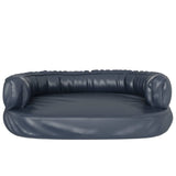 Ergonomic Dog Bed Dark Blue Foam 75x53cm Faux Leather