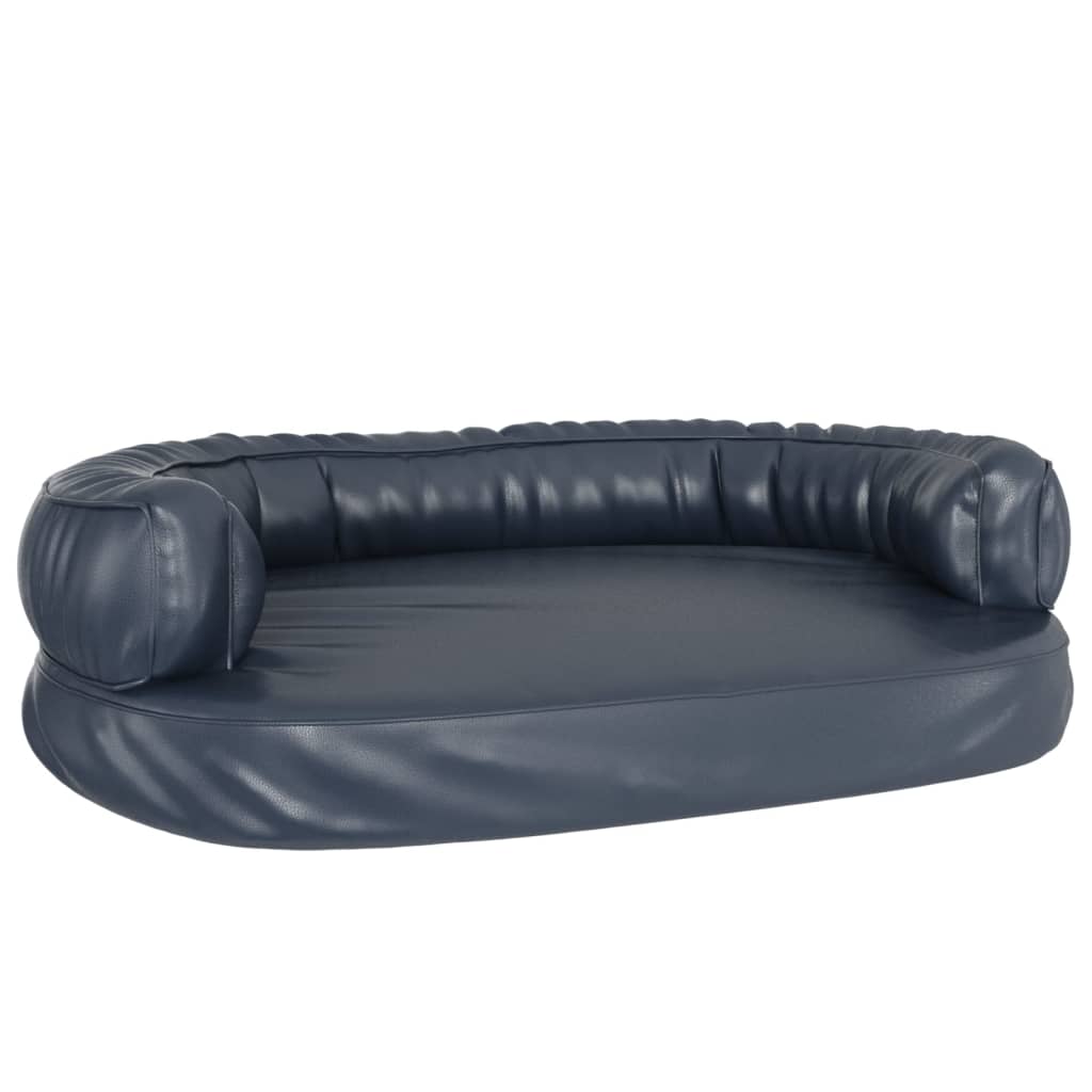 Ergonomic Dog Bed Foam Dark Blue 88x65cm Faux Leather