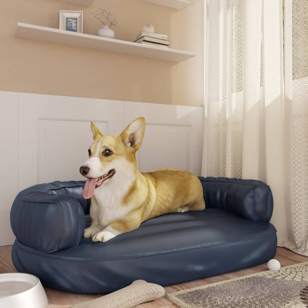 Ergonomisches Hundebett Foam Dunkelblau 88x65cm Kunstleder