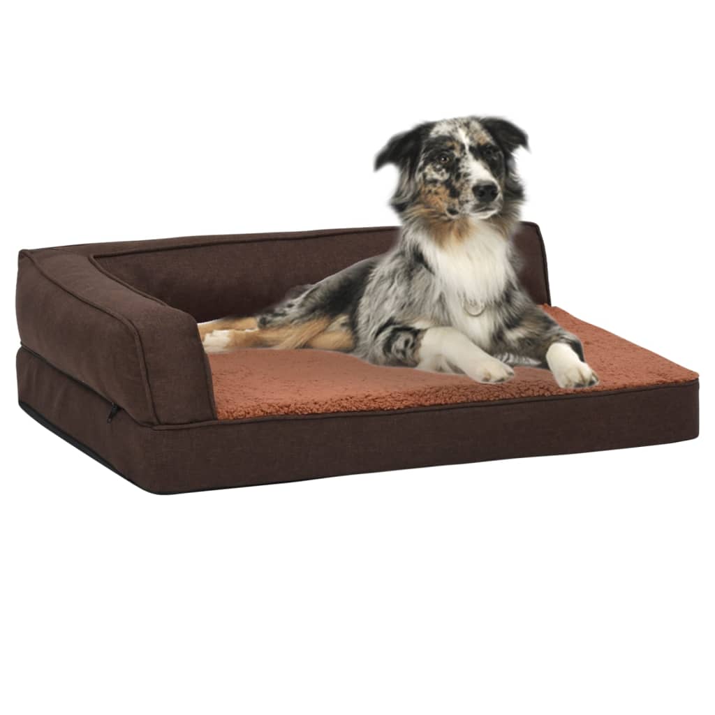 Matelas de lit ergonomique de chien 60x42 cm Polaire aspect lin