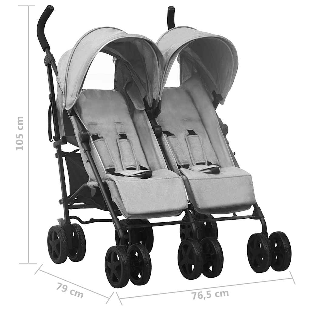 Two-seater stroller Light grey Steel