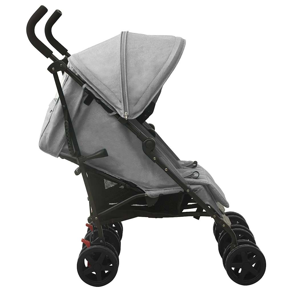 Two-seater stroller Light grey Steel