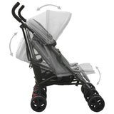 Two-seater stroller Light grey Steel