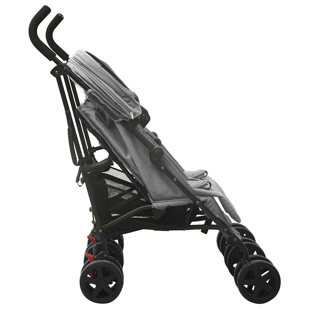 Two-seater stroller Light grey Steel