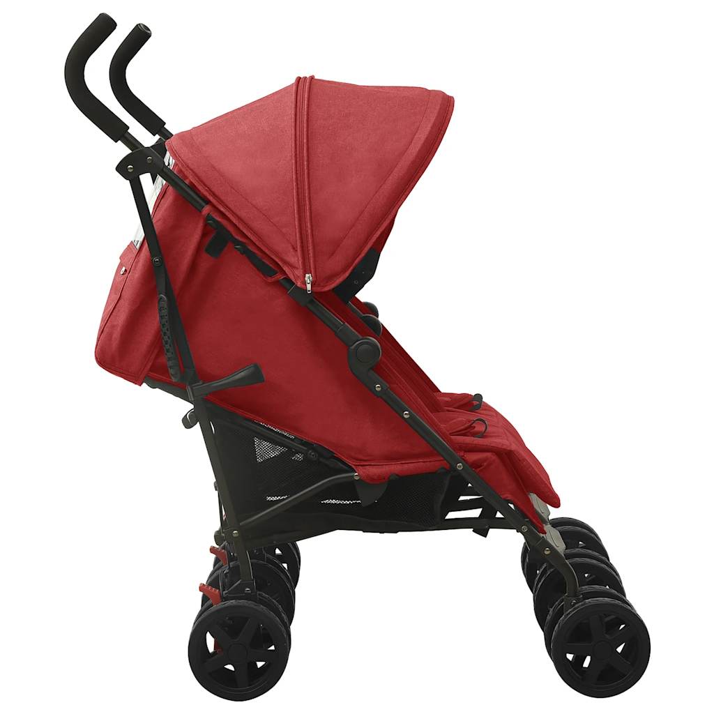 Steel Red Double Seater Stroller