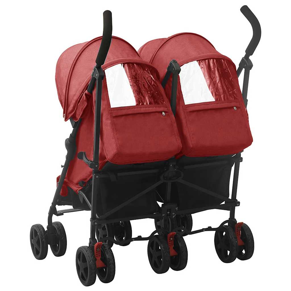 Steel Red Double Seater Stroller