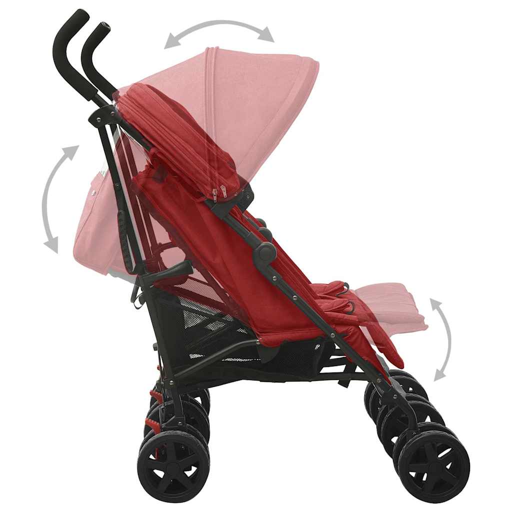 Steel Red Double Seater Stroller