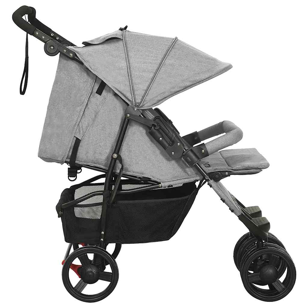 Two-seater stroller Light grey Steel